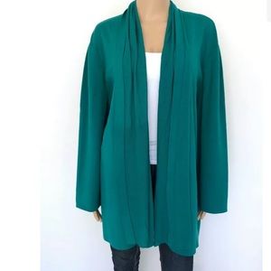 LAFAYETTE 148 Plus 2X Green Sweater Top Tunic Jacket Shawl Cardigan Women's